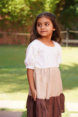 Trio-Colored Linen Top - Brown