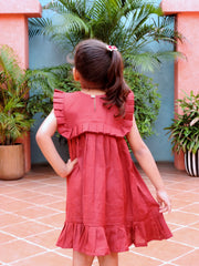 Pleated Frock - Chestnut Brown