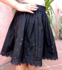 Black Skirt With Chex Half Sleeve Top Set