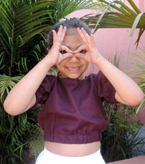 Beet Crop Top With White Linen Skirt Pair