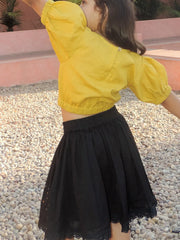 Mustard Yellow Crop Top Pair With Skirt