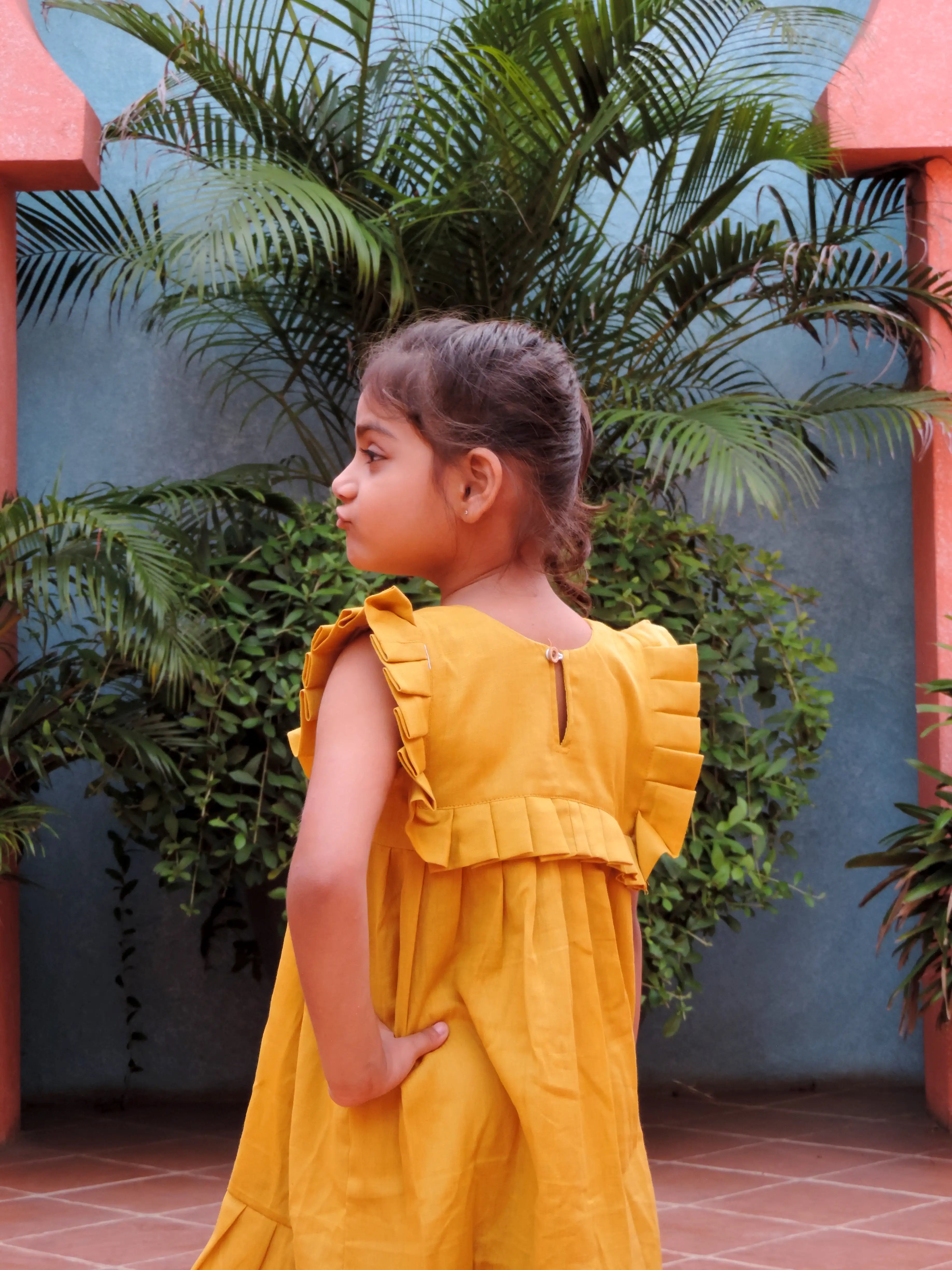 Pleated Frock - Mustard Yellow